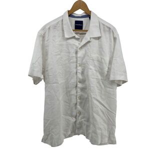 Tommy Bahama Shirt White Linen Blend Short Sleeve Camp Collar Mens XL
